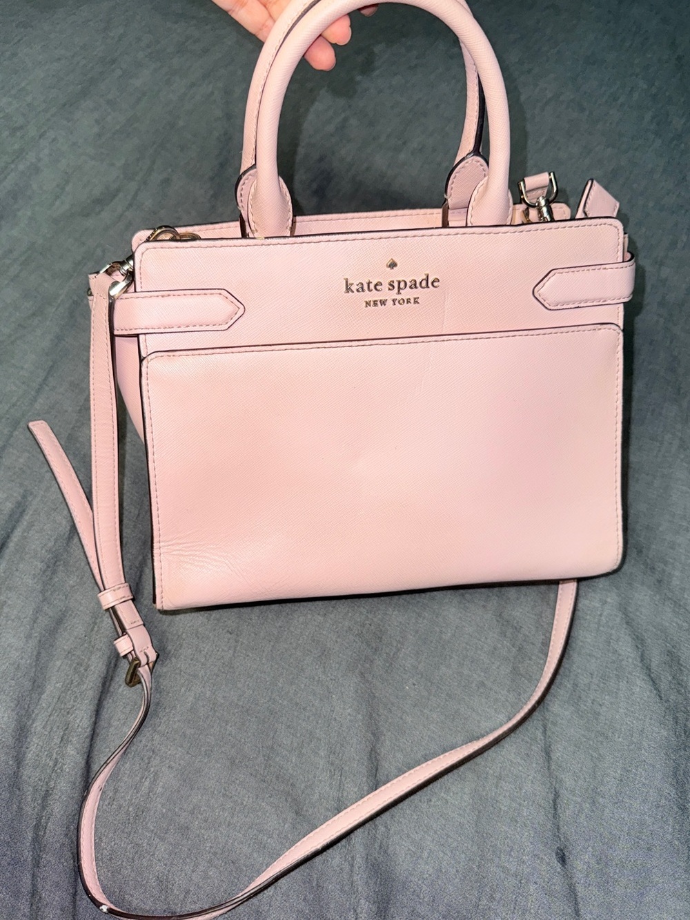kate spade Pale Pink Saffiano Leather Satchel with Detachable Strap